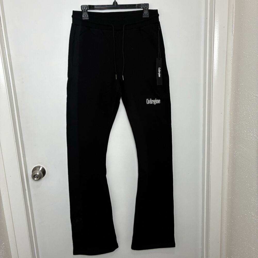 Civil Regime Forever Rose Flare Fleece Pants Size Medium NWT Blk 36in length
